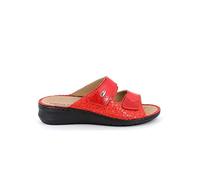 GRÜNLAND Dami, Ciabatta Comfort con Doppia Chiusura in Velcro, Suola Conforma, Sottopiede Rimovibile in Sughero e Pelle e Cuciture Fatte a Mano Donna, Rosso, 40 EU