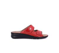 GRÜNLAND Dami, Ciabatta Comfort con Doppia Chiusura in Velcro, Suola Conforma, Sottopiede Rimovibile in Sughero e Pelle e Cuciture Fatte a Mano Donna, Rosso, 41 EU