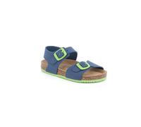 GRÜNLAND Junior Sandalo in Sughero a Due Fibbie | Meta SB1329 Blu-Lime 34