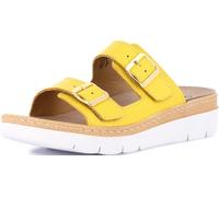 Grunland CE0241 MOLL Ciabatta Doppia Fascia con Fibbie in Pelle Gialla Sottopiede in Pelle Estraibile Fondo Zeppa Misura 39eu