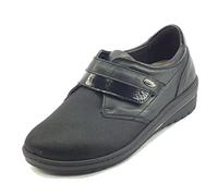GRÜNLAND Nile, Comoda Scarpa con Chiusura in Velcro per l'uso Quotidiano, Suola conformata, Soletta Rimovibile in Sughero e Pelle Re-Soft e Tacco a Zeppa Alto 3,5 cm Donna, Nero, 41 EU