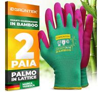GRÜNTEK Guanti da Lavoro e Giardinaggio XL/10 in bambù e Lattice. 2 PAIA Per Lavoro Domestico Ediliza Pittura Supermercato Magazzino.