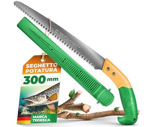 GRÜNTEK Seghetto per Legno e Potatura Giardino 300 mm Manuale. Sega Taglio Fine con fodero portatile