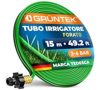 GRÜNTEK Tubo Irrigatore Forato Spruzzo Nebulizzatore Irrigazione a pioggia goccia per Giardino Orto stretti e lunghi. Tubo 15m Verde