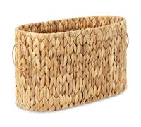 GRUGOODS Supporto in vimini per carta igienica, cestino con manici, in giacinto d'acqua naturale, in rattan, extra 6 rotoli, supporto in tessuto intrecciato a mano, organizzatore decorativo per il