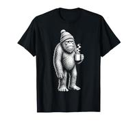 Grumpy Bigfoot Bere caffè Divertente Sasquatch Amante del caffè Maglietta