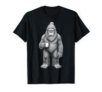 Grumpy Bigfoot Bere caffè Divertente Sasquatch Amante del caffè Maglietta