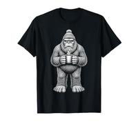 Grumpy Bigfoot Bere caffè Divertente Sasquatch Amante del caffè Maglietta