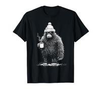 Grumpy Bigfoot Bere caffè Yeti Sasquatch Amante del caffè Maglietta