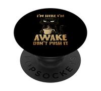 Grumpy Black Cat Coffee I m Awake Non spingere il suo umore Mattina PopSockets PopGrip Adesivo