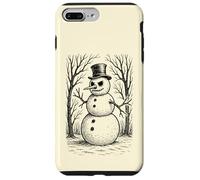 Grumpy Carino Pupazzo di neve nel cappello a cilindro Inverno Foresta Illustr Custodia per iPhone 7 Plus/8 Plus