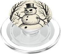 Grumpy Carino Pupazzo di neve nel cappello a cilindro Inverno Foresta Illustr PopSockets PopGrip per MagSafe