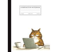 Grumpy Cat Composition Notebook: Funny Office Cat with Laptop | 7.5x9.25 in | 110 Pages | College Ruled Lines