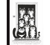 Grumpy Cats in Doorway Composition Notebook | Black & White Cat Illustration | 7.5x9.25 in | 110 Pages | College Ruled Lines