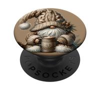 Grumpy Christmas Gnome Graphic With Knit Hat And Hot Cocoa PopSockets PopGrip Adesivo
