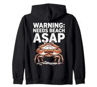 Grumpy Crab Needs Beach ASAP Funny Summer Design Felpa con Cappuccio