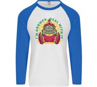 Grumpy Elf Divertente Anti Natale Bah Humbug Uomo L/S Maglietta Baseball