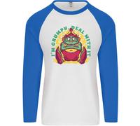 Grumpy Elf Divertente Anti Natale Bah Humbug Uomo L/S Maglietta Baseball