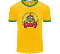 Grumpy Elf Divertente Anti Natale Bah Humbug Uomo Ringer T-Shirt FotL