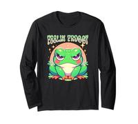 Grumpy Face Angry Frog Feelin Froggy Anime Style Ragazze Maglia a Manica