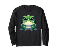 Grumpy Face Frog Carino Ragazze Grafica Maglia a Manica