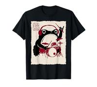 Grumpy Frog Batteria Divertente Musica Rock Anime Giapponese Maglietta