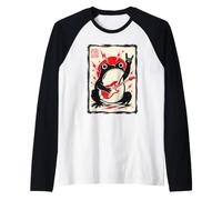 Grumpy Frog Chitarra Elettrica Rock Music Japanese Ink Art Maglia con Maniche Raglan