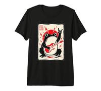 Grumpy Frog Chitarra Elettrica Rock Music Japanese Ink Art Maglietta Premium