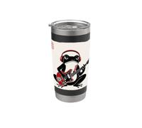 Grumpy Frog Chitarrista Musica Rock Giapponese Woodblock Art Bicchiere termico in acciaio inox doppia parete