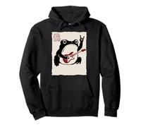 Grumpy Frog Divertente Chitarra Musica Rock Anime Giapponese Felpa con Cappuccio