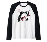 Grumpy Frog Divertente Chitarra Musica Rock Anime Giapponese Maglia con Maniche Raglan