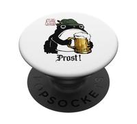 Grumpy Frog Funny "Prost!" Birra tedesca Anime giapponese PopSockets PopGrip Adesivo