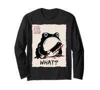 Grumpy Frog Funny What? Creepy Frog Knife Anime Giapponese Maglia a Manica
