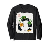 Grumpy Frog Japanese Men Women St. Patrick's Day Beer Maglia a Manica