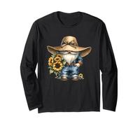 Grumpy GNOME for Dad with Sunflowers for Men Grandpa Life Maglia a Manica
