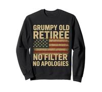 Grumpy Old Retiree No Filter No Apologies Bandiera Vintage Divertente Felpa