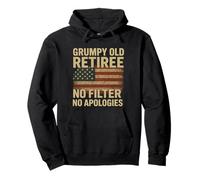 Grumpy Old Retiree No Filter No Apologies Bandiera Vintage Divertente Felpa con Cappuccio