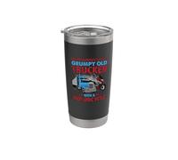 Grumpy Old Trucker With Motorcycle Funny Trucking Driver Bicchiere termico in acciaio inox doppia parete