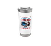 Grumpy Old Trucker With Motorcycle Funny Trucking Driver Bicchiere termico in acciaio inox doppia parete