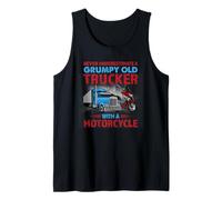 Grumpy Old Trucker with Motorcycle Funny Trucking Driver Canotta