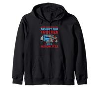 Grumpy Old Trucker with Motorcycle Funny Trucking Driver Felpa con Cappuccio