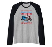 Grumpy Old Trucker with Motorcycle Funny Trucking Driver Maglia con Maniche Raglan