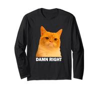 Grumpy Orange Cat Damn Right Meme Funny Weird Cat Face Meme Maglia a Manica
