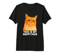 Grumpy Orange Cat This is My Happy Face Funny Weird Cat Meme Maglietta Premium
