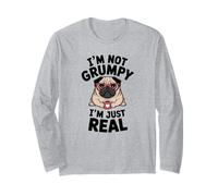 Grumpy Pug Coffee Lover Keeping It Real Sarcastico Cane Umorismo Maglia a Manica