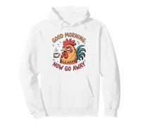 Grumpy Rooster Buongiorno Ora Vai Via Funny Coffee Felpa con Cappuccio