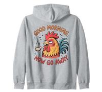 Grumpy Rooster Buongiorno Ora Vai Via Funny Coffee Felpa con Cappuccio