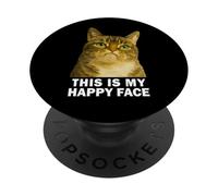 Grumpy Tabby Cat This is my Happy Face Funny Weird Cat Meme PopSockets PopGrip Adesivo