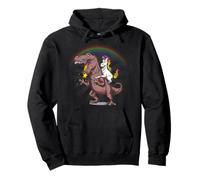 Grumpy Unicorn Riding T Rex Dinosauro Ragazzi Ragazze Adulto Felpa con Cappuccio