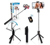 Grundig Asta per selfie e treppiede, treppiede per smartphone, con telecomando Bluetooth, smartphone da 58 a 100 mm, estensibile da 19 a 70 cm, in plastica, colore: nero